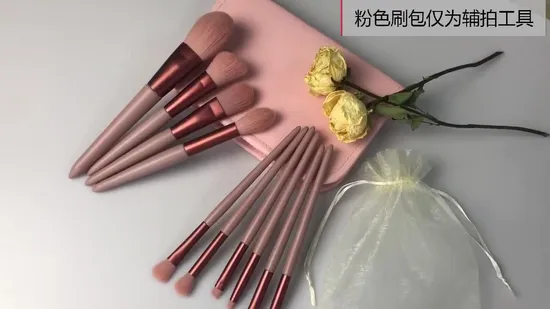 Herramientas de belleza profesionales, brochas de maquillaje de pelo sintético premium rosa, para rubor, sombra de ojos, base y cosméticos.